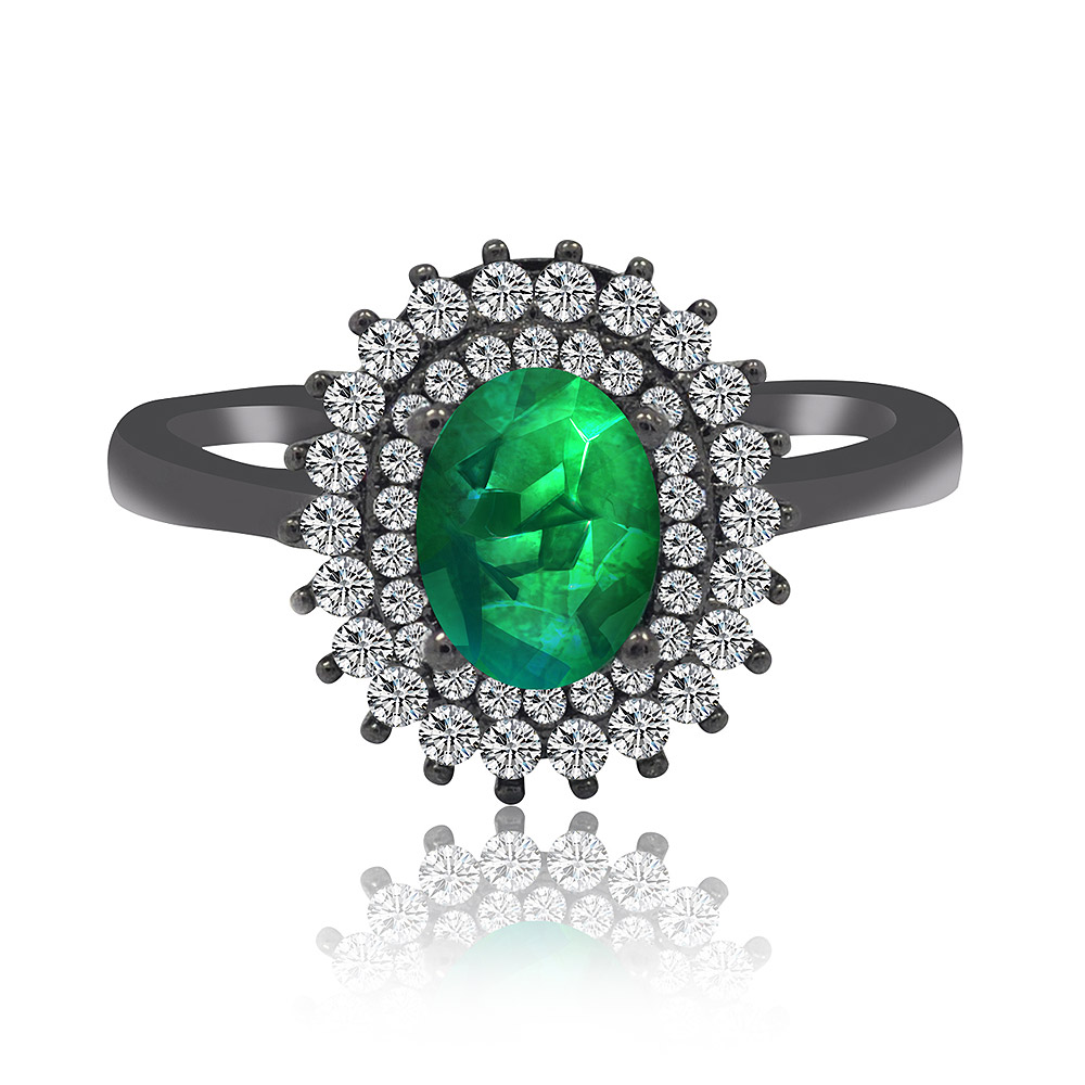 Green Opal Round Contemporary Ring